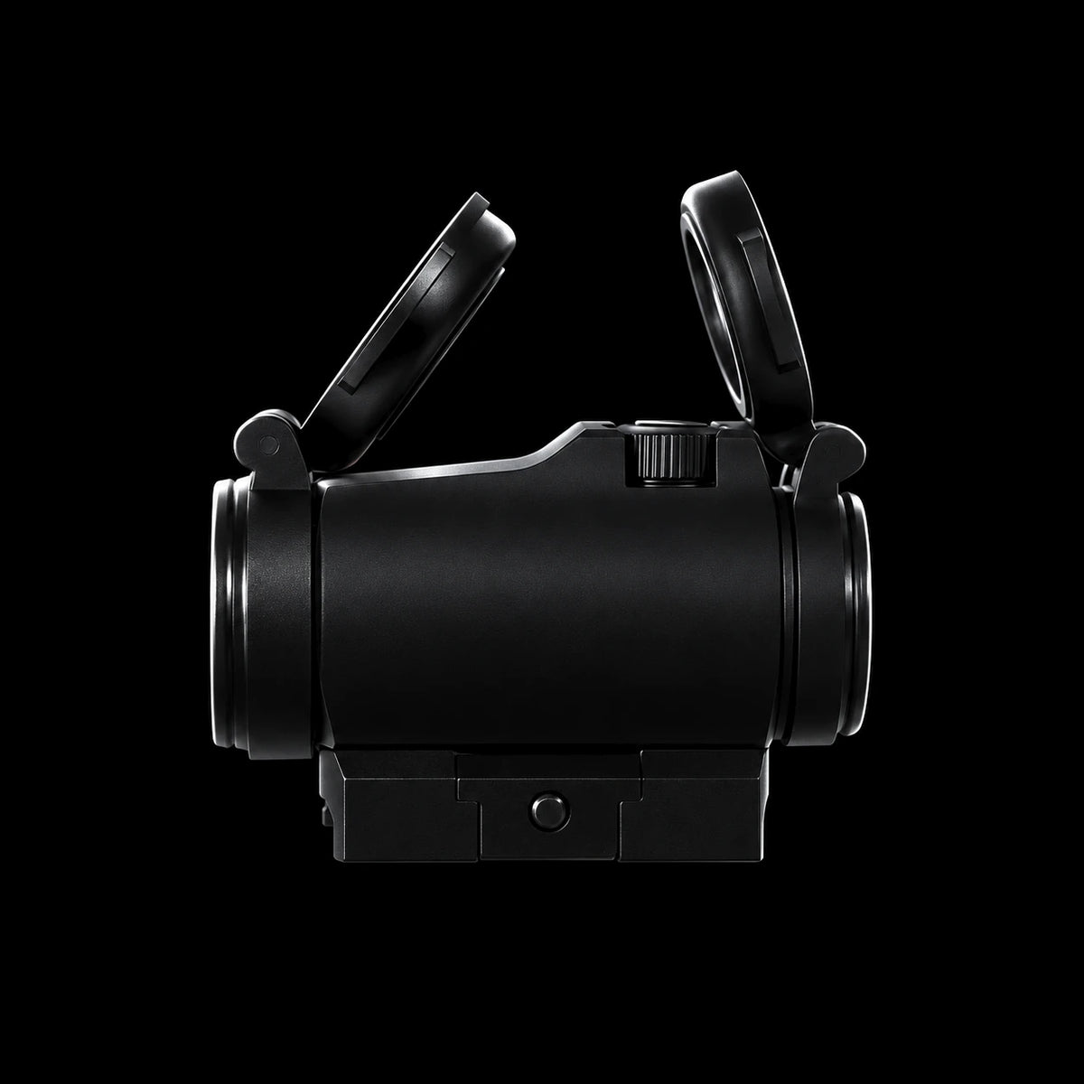 T-2 red dot sight, side view, on black