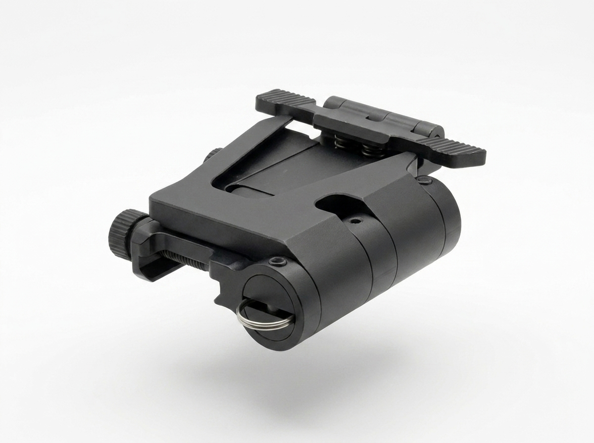 PREDATOR 90 degree flip-to-side QD mount, rear right view