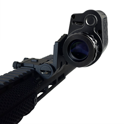PREDATOR on the flip-to-side QD mount, flipped down view