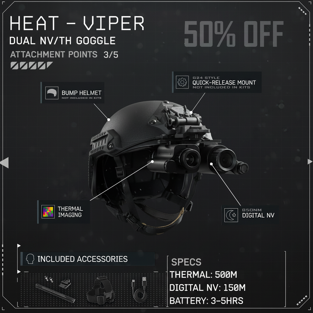 [Black Friday] HEAT / VIPER 4.0 Thermal Night Vision Goggle Bridge Combo