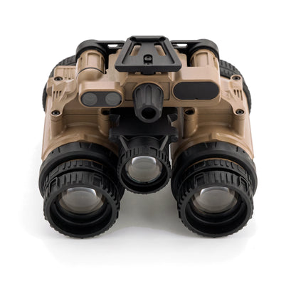 DFB-31 fusion binocular seen from above the front: shoe, top housing, thermal lens and both tubes