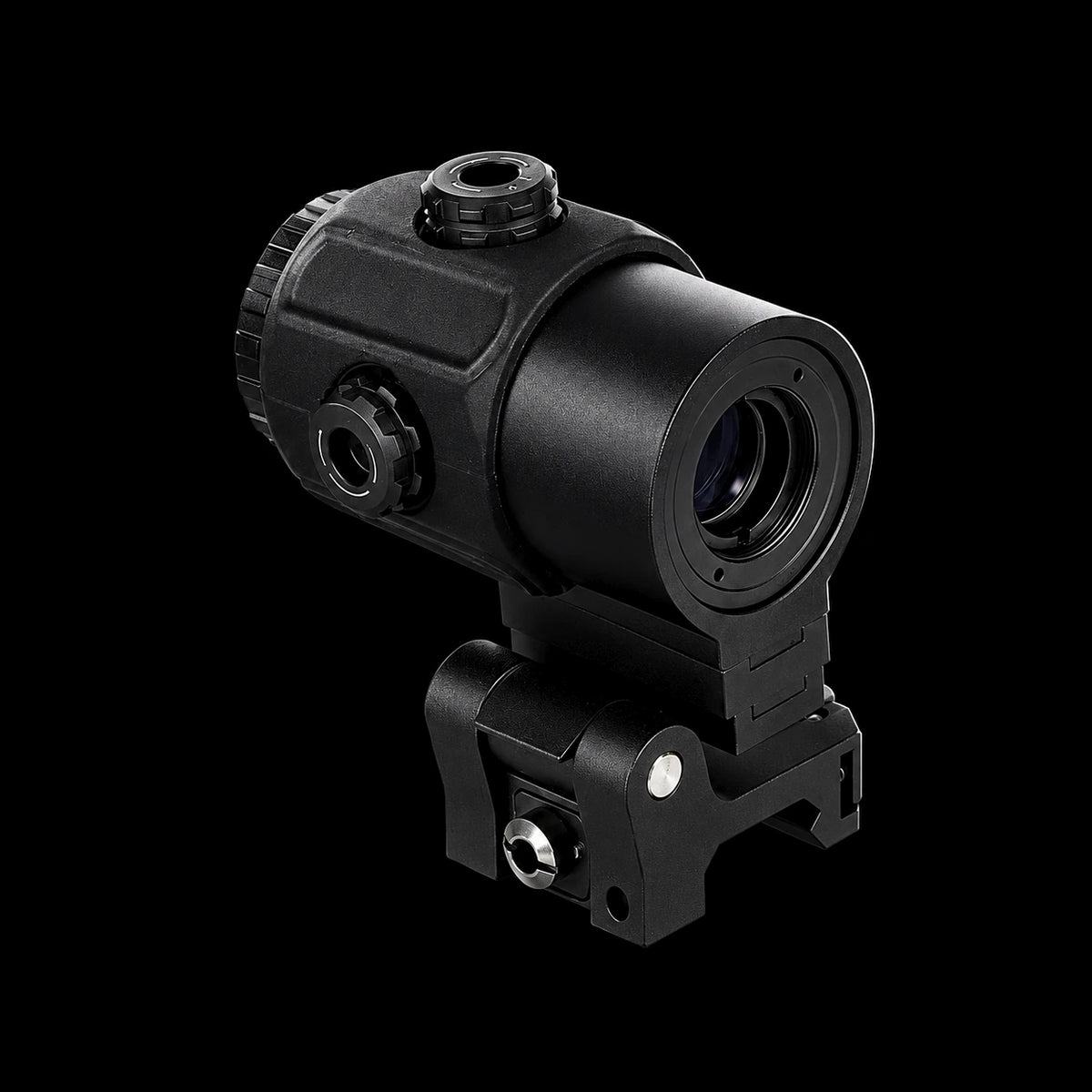 3X MAG flip to side magnifier, black, on black