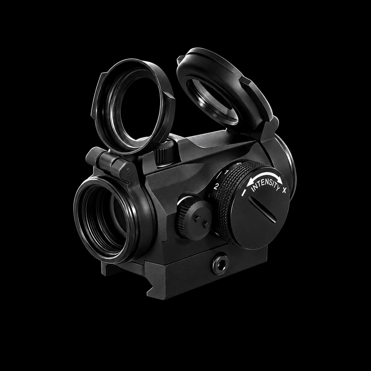 T-2 red dot sight on its low mount, on black