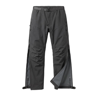 TALON Hardshell Pants, Charcoal Fleece-Lined, side zips open to show the lining