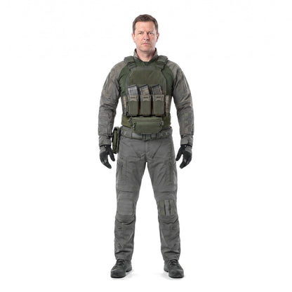TALON Combat Set in Ranger Green, worn with a Ranger Green carrier, belt and pouches, front