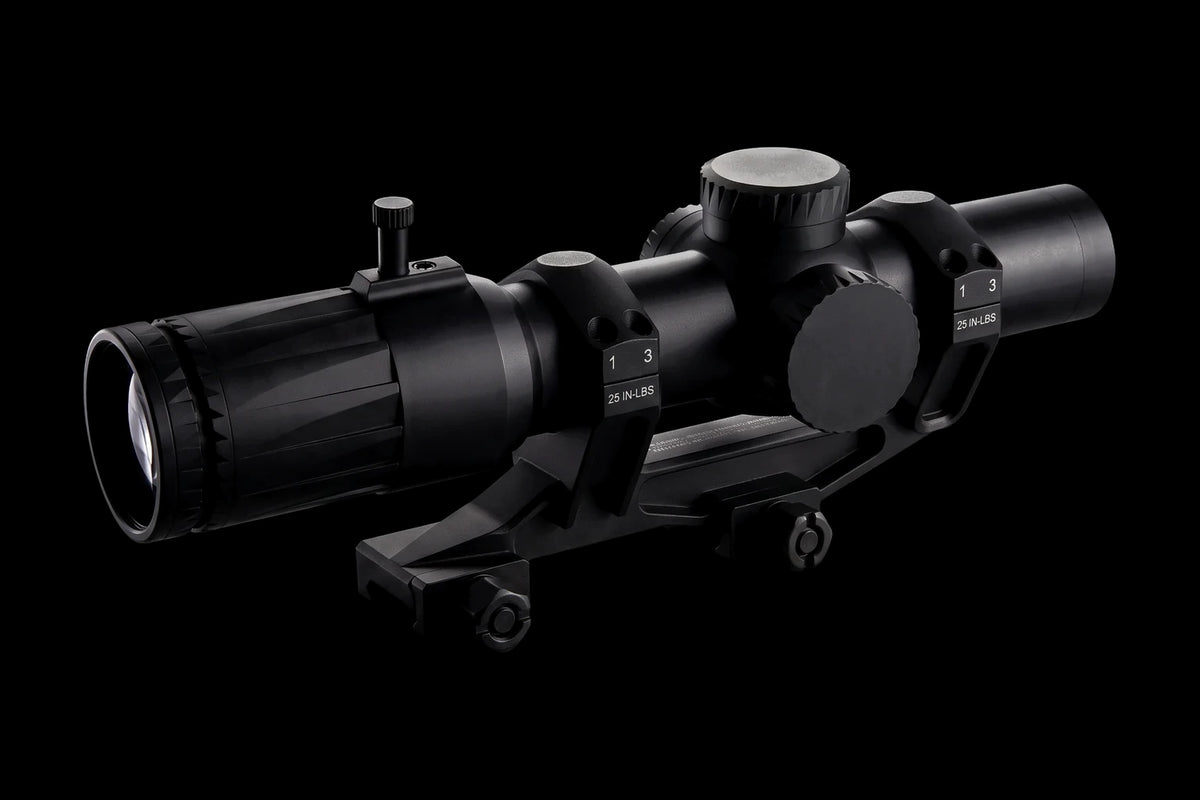 Night Operators VD 1-10 in our Nightforce 34 mm mount, on black