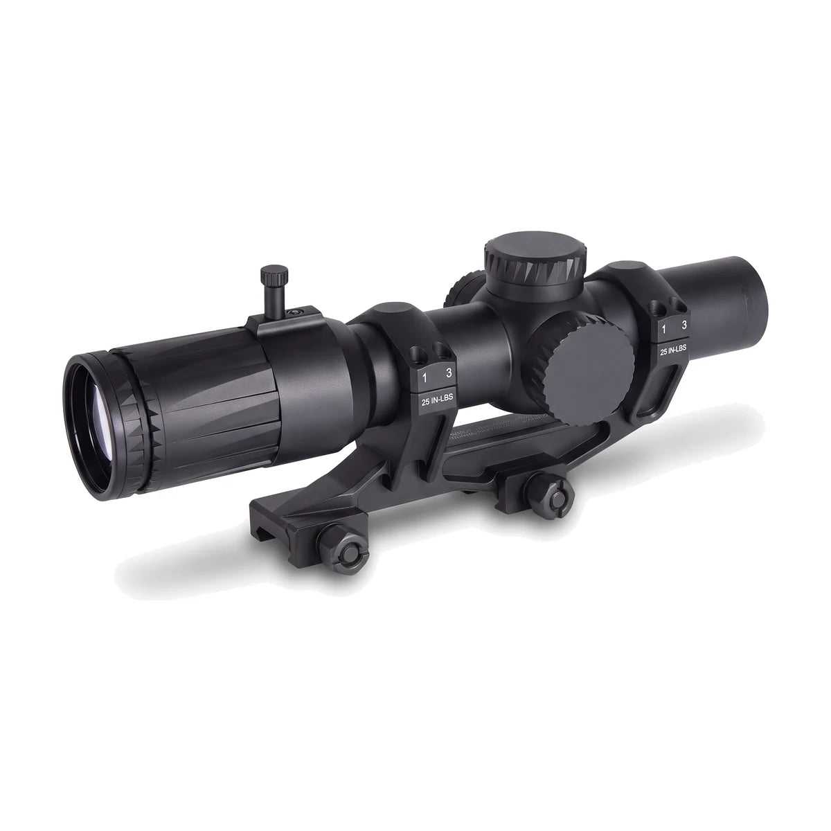 Night Operators VD 1-10 LPVO in the black Nightforce 34 mm mount, on white